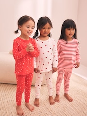Red/Ecru Snuggle Pyjamas 3 Pack (9mths-12yrs) - Image 5 of 12