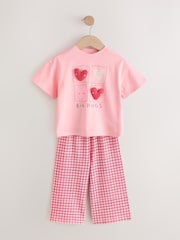 Pink Heart Gingham Top & Joggers Set (3mths-7yrs) - Image 1 of 5