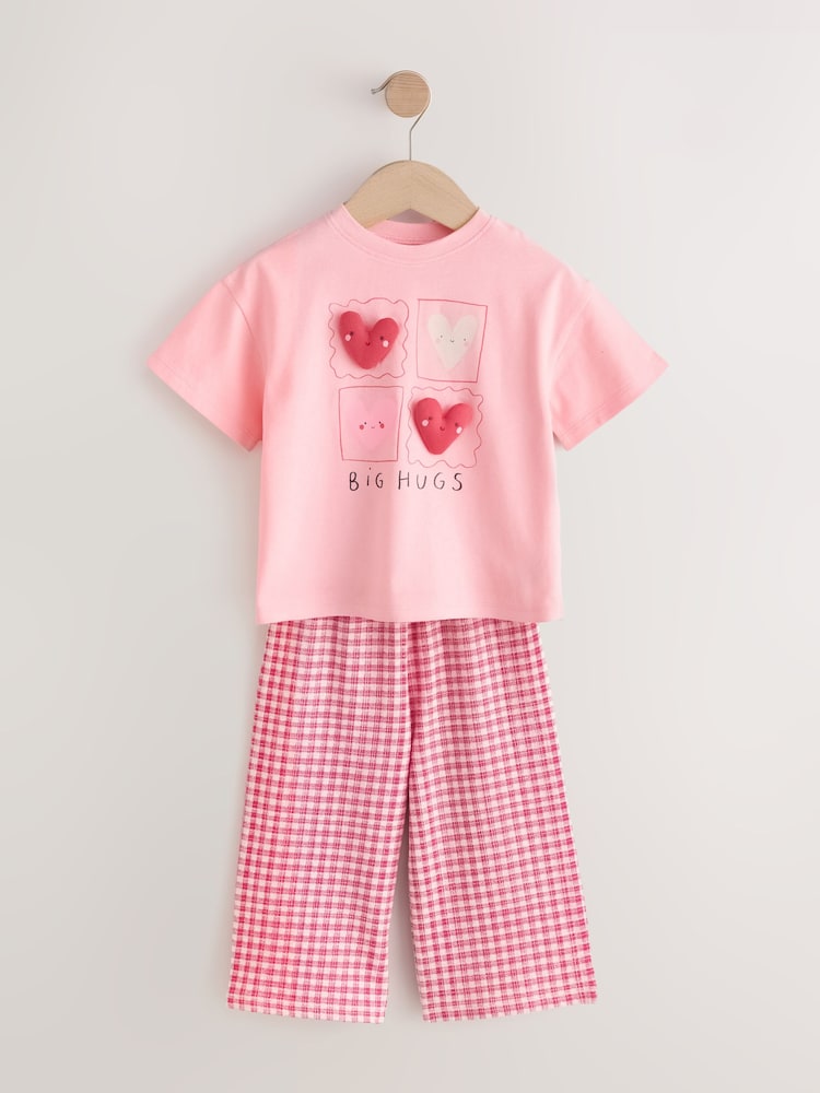 Pink Heart Gingham Top & Joggers Set (3mths-7yrs) - Image 1 of 5