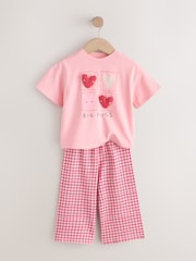 Pink Heart Gingham Top & Joggers Set (3mths-7yrs) - Image 2 of 5