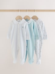 Pale Blue Collar Baby Sleepsuits 3 Pack (0-2yrs) - Image 1 of 10