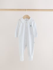 Pale Blue Collar Baby Sleepsuits 3 Pack (0-2yrs) - Image 2 of 10