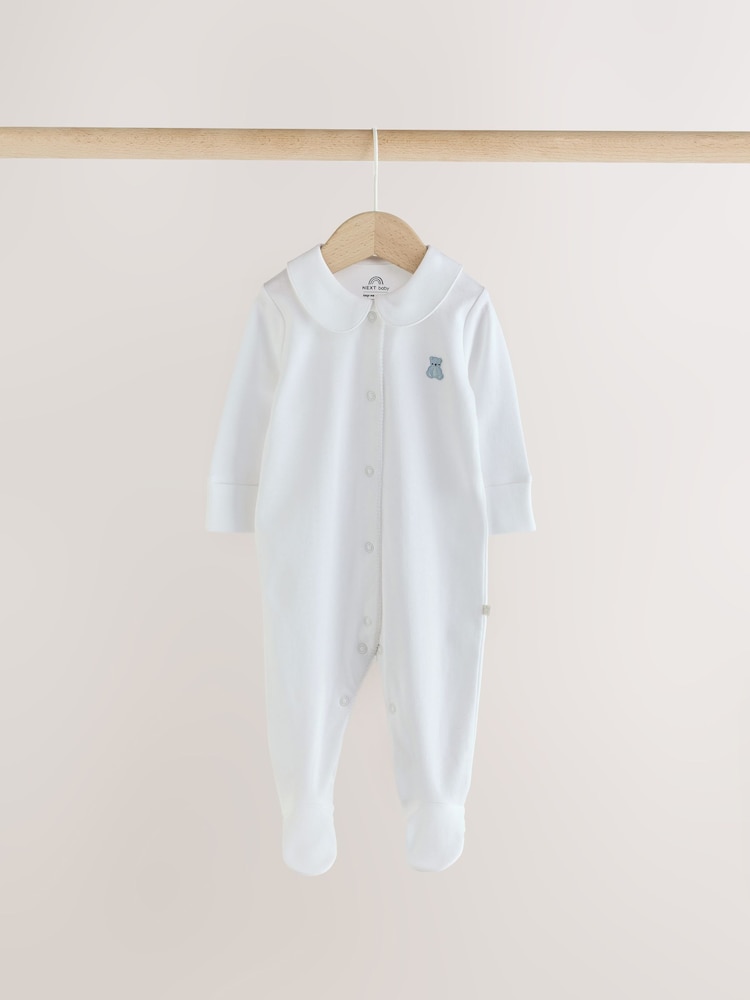 Pale Blue Collar Baby Sleepsuits 3 Pack (0-2yrs) - Image 2 of 10 Pale Blue Collar Baby Sleepsuits 3 Pack (0-2yrs) - Image 2 of 10