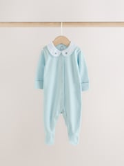 Pale Blue Collar Baby Sleepsuits 3 Pack (0-2yrs) - Image 3 of 10