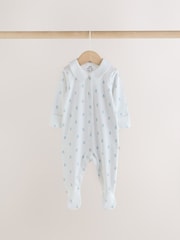 Pale Blue Collar Baby Sleepsuits 3 Pack (0-2yrs) - Image 4 of 10