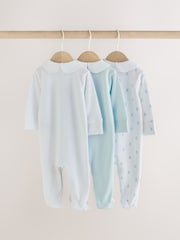 Pale Blue Collar Baby Sleepsuits 3 Pack (0-2yrs) - Image 5 of 10