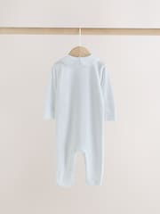 Pale Blue Collar Baby Sleepsuits 3 Pack (0-2yrs) - Image 6 of 10