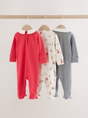 Krémové/červené - Collared Sleepsuits 3 Pack (0mths-2yrs) - Obrázek 7 z 14