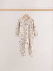 Blue/Brown Brunch Two Way Zip Baby Sleepsuits 4 Pack (0mths-2yrs) - Image 3 of 11