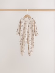 Blue/Brown Brunch Two Way Zip Baby Sleepsuits 4 Pack (0mths-2yrs) - Image 4 of 11