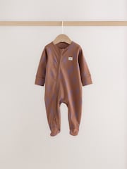 Blue/Brown Brunch Two Way Zip Baby Sleepsuits 4 Pack (0mths-2yrs) - Image 5 of 11