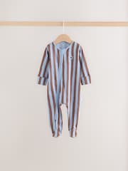 Blue/Brown Brunch Two Way Zip Baby Sleepsuits 4 Pack (0mths-2yrs) - Image 6 of 11