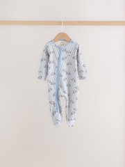 Blue/Brown Brunch Two Way Zip Baby Sleepsuits 4 Pack (0mths-2yrs) - Image 7 of 11
