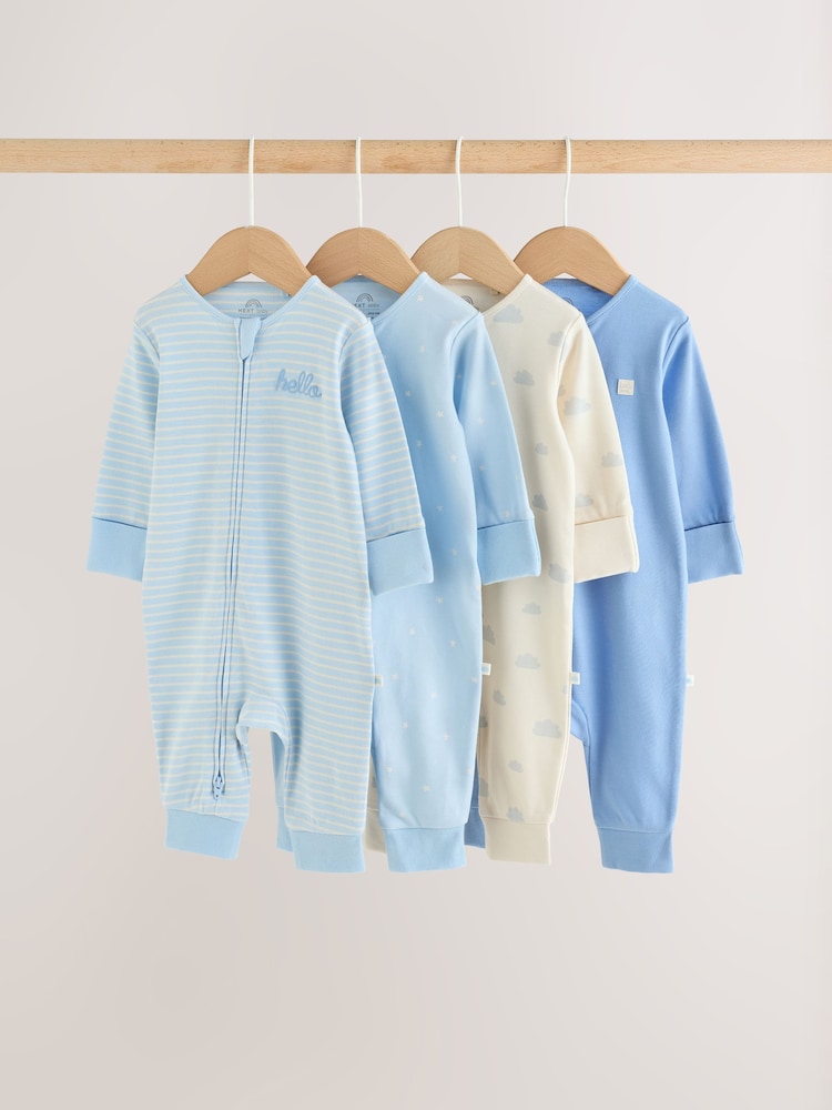 Pale Blue Cloud Two Way Zip Sleepsuits 4 Pack (0mths-3yrs) - Image 1 of 17 Pale Blue Cloud Two Way Zip Sleepsuits 4 Pack (0mths-3yrs) - Image 1 of 17