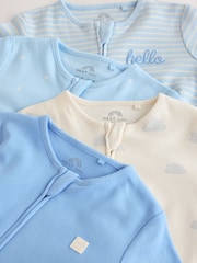 Pale Blue Cloud Two Way Zip Sleepsuits 4 Pack (0mths-3yrs) - Image 13 of 17