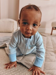 Pale Blue Cloud Two Way Zip Sleepsuits 4 Pack (0mths-3yrs) - Image 3 of 17