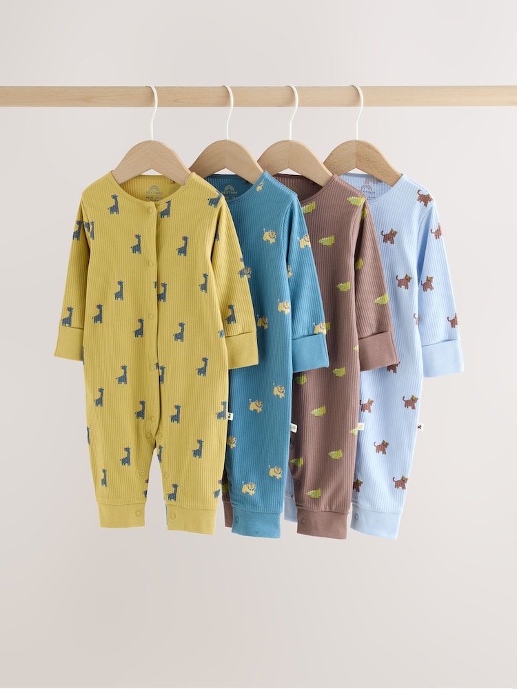 Multi Mini Animals Two Way Zip Sleepsuits 4 Pack (0mths-3yrs) - Image 1 of 13 Multi Mini Animals Two Way Zip Sleepsuits 4 Pack (0mths-3yrs) - Image 1 of 13