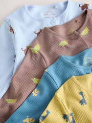Multi Mini Animals Two Way Zip Sleepsuits 4 Pack (0mths-3yrs) - Image 11 of 13