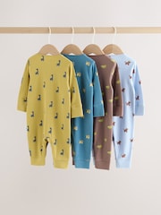 Multi Mini Animals Two Way Zip Sleepsuits 4 Pack (0mths-3yrs) - Image 5 of 13