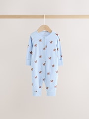 Multi Mini Animals Two Way Zip Sleepsuits 4 Pack (0mths-3yrs) - Image 9 of 13