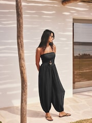 Black Jersey Bandeau Balloon Leg Jumpsuit - Image 3 of 7