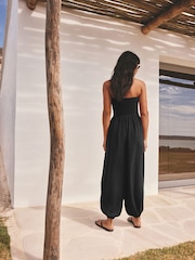 Black Jersey Bandeau Balloon Leg Jumpsuit - Image 4 of 7