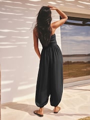 Black Jersey Bandeau Balloon Leg Jumpsuit - Image 5 of 7