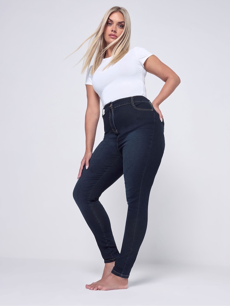 Yours Curve Blue Skinny Stretch AVA Jeans - Image 1 of 5