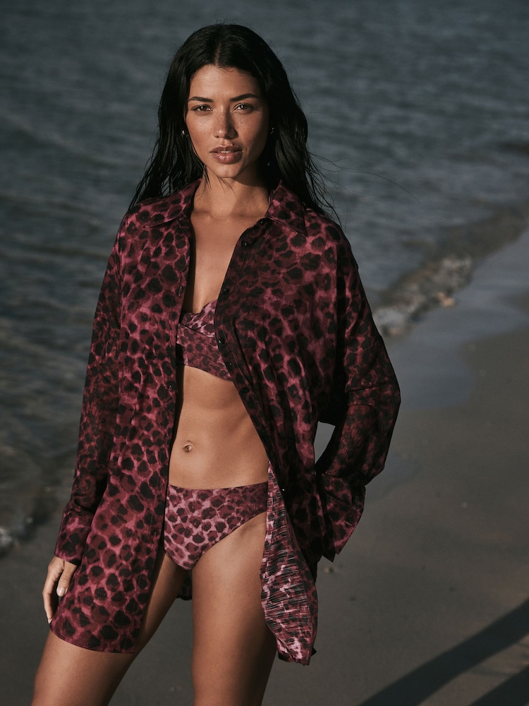 Berry/Black Leopard Beach Cover-Up - Image 1 of 4