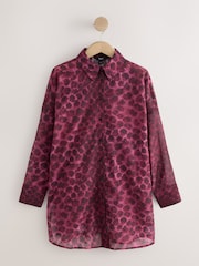 Berry/Black Leopard Beach Shirt Cover-Up - Image 5 of 7
