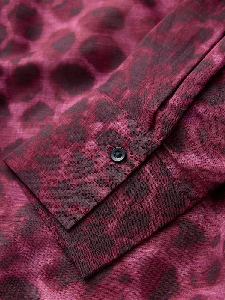 Berry/Black Leopard Beach Shirt Cover-Up - Image 7 of 7 Berry/Black Leopard Beach Shirt Cover-Up - Image 7 of 7