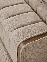 Natural Myla Upholstered Ottoman Storage Textured Boucle Weave Mid Bench - Image 3 of 10