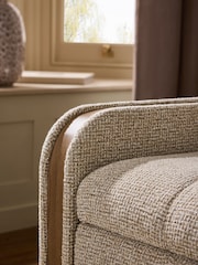 Natural Myla Upholstered Ottoman Storage Textured Boucle Weave Mid Bench - Image 4 of 10