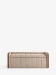 Natural Myla Upholstered Ottoman Storage Textured Boucle Weave Mid Bench - Image 5 of 10