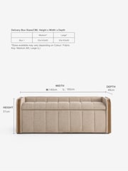 Natural Myla Upholstered Ottoman Storage Textured Boucle Weave Mid Bench - Image 8 of 10