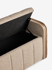 Natural Myla Upholstered Ottoman Storage Textured Boucle Weave Mid Bench - Image 9 of 10