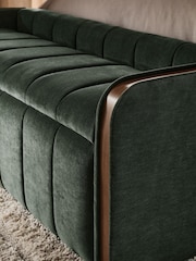 Relaxed Chenille Forest Green Myla Upholstered Ottoman Storage Textured Boucle Weave Mid Bench - Image 3 of 10