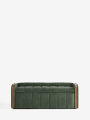 Relaxed Chenille Forest Green Myla Upholstered Ottoman Storage Textured Boucle Weave Mid Bench - Image 5 of 10