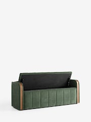 Relaxed Chenille Forest Green Myla Upholstered Ottoman Storage Textured Boucle Weave Mid Bench - Image 6 of 10