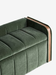 Relaxed Chenille Forest Green Myla Upholstered Ottoman Storage Textured Boucle Weave Mid Bench - Image 7 of 10