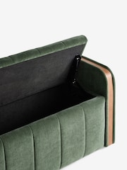 Relaxed Chenille Forest Green Myla Upholstered Ottoman Storage Textured Boucle Weave Mid Bench - Image 9 of 10