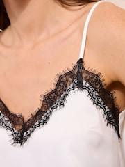 Friends Like These White Lace Trim Satin Asymmetric Cami - Image 2 of 4