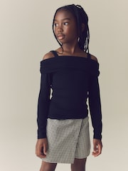 Black Long Sleeve Bardot Top (3-16yrs) - Image 1 of 8