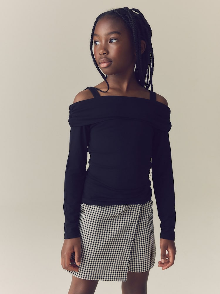 Black Long Sleeve Bardot Top (3-16yrs) - Image 1 of 8