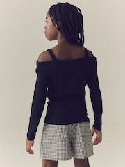 Black Long Sleeve Bardot Top (3-16yrs) - Image 3 of 8