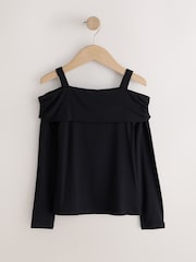 Black Long Sleeve Bardot Top (3-16yrs) - Image 5 of 8