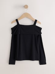 Black Long Sleeve Bardot Top (3-16yrs) - Image 6 of 8