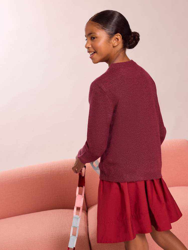 Бордово-красный с медвежонком - Lipsy Fine Gauge Knit Christmas Jumper (5-16yrs) - Изображение 6 6