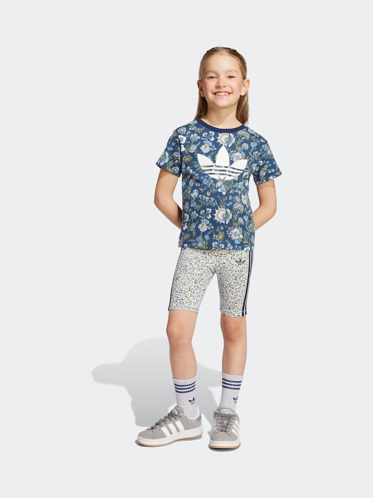 adidas Originals Blue Liberty London Short T-Shirt Set - Image 1 of 6