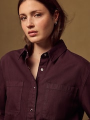 Burgundy Red Long Sleeve Denim Shirt - Image 5 of 5